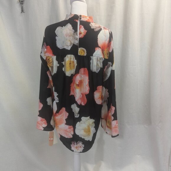 NWT Gianni Bini Choker Neck Black Floral Tunic Size Small - Picture 5 of 14